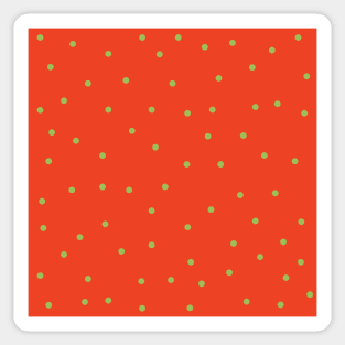 Green Polka Dots on Orange Background Sticker